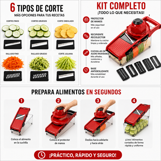 Rallador cortador de verduras 6 en 1